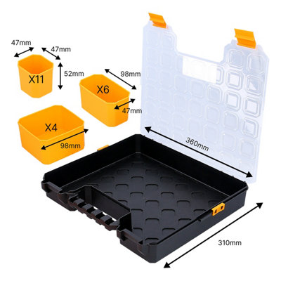 TOUGH MASTER Small Parts Carry Case / Organizer Light Stackable 21 ...