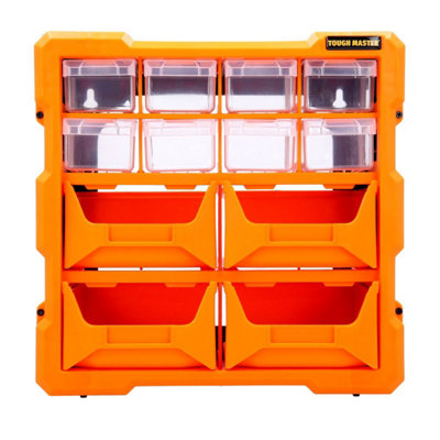 TOUGH MASTER Small Parts Multi Drawer Organiser Wall Mount or Freestanding Plastic DIY Storage Cabinet - 12 Drawers (TM-UPT-6009)