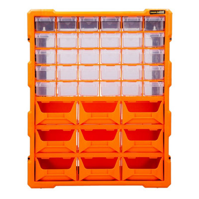 TOUGH MASTER Small Parts Multi Drawer Organiser Wall Mount or Freestanding Plastic DIY Storage Cabinet - 39 Drawers (TM-UPT-6010)