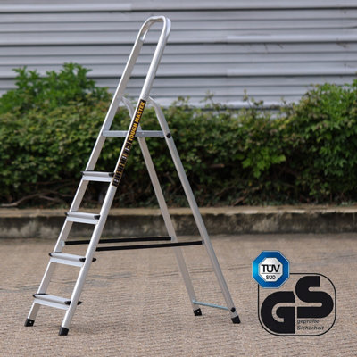 Tough Master Aluminium Folding 5 Step Ladder Max Load 150kg For Sale