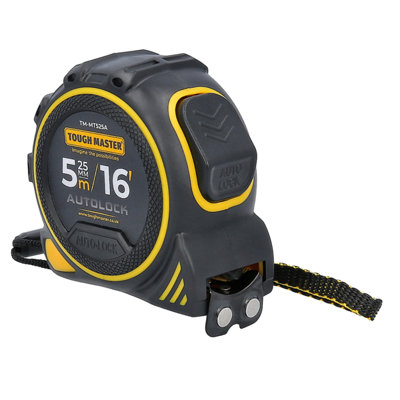 TOUGH MASTER Tape Measure AUTOLOCK with 25mm Magnetic Blade Metric ...