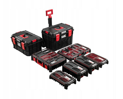 Tough Modular System Mobile Workshop Tool Storage Box Wheels Organiser 8 PCS set
