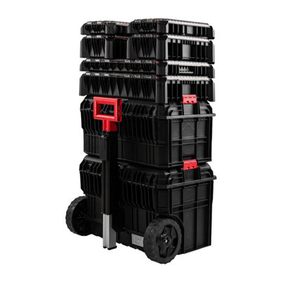Tough Modular System Mobile Workshop Tool Storage Box Wheels Organiser ...