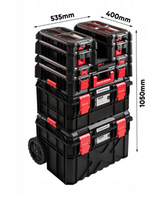 Tough Modular System Mobile Workshop Tool Storage Box Wheels Organiser 8 PCS set - 4