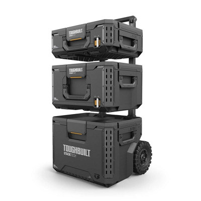 Toughbuilt StackTech 3 Piece Premium Rolling Wheeled Tool Box + Cup ...