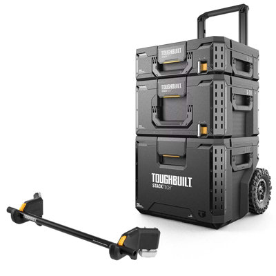 Toughbuilt StackTech 3 Piece Premium Wheeled Tool Box + Blue Roll Cable ...