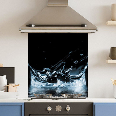 Toughened 6mm Glass Kitchen Splashback 60 x 65cm Water Splash 2 ...
