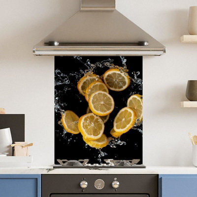 Toughened 6mm Glass Kitchen Splashback 60 x 75cm Lemon Splash ...