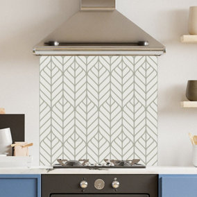 Toughened 6mm Glass Kitchen Splashback 70 x 65cm Leaf Arrows - Polished Edge Heat Resistant Back Splash for Cookers Hob