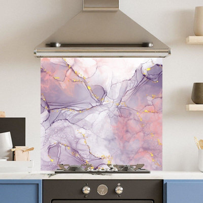 Toughened 6mm Glass Kitchen Splashback 70 x 65cm Purple Cloud ...