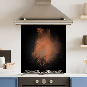 Toughened 6mm Glass Kitchen Splashback 70 x 75cm Coffee Dust - Polished Edge Heat Resistant Back Splash for Cookers Hob