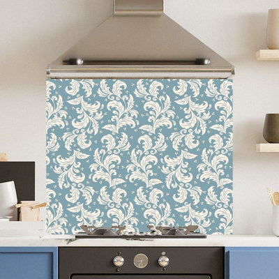 Toughened 6mm Glass Kitchen Splashback 90 x 65cm Floral Pattern ...