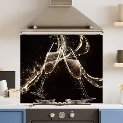 Buy Toughened 6mm Glass Kitchen Splashback 90 x 75cm Champagne Flute ...