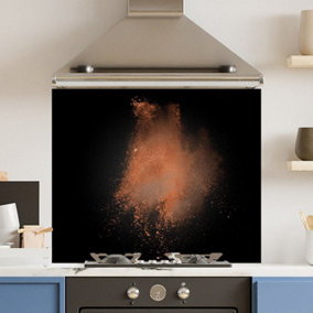 Toughened 6mm Glass Kitchen Splashback 90 x 75cm Coffee Dust - Polished Edge Heat Resistant Back Splash for Cookers Hob