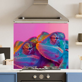 Toughened 6mm Glass Kitchen Splashback 90 x 75cm Colourful Chameleon - Polished Heat Resistant Back Splash for Cookers Hob
