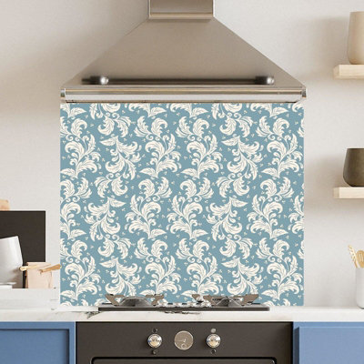 Toughened 6mm Glass Kitchen Splashback 90 x 75cm Floral Pattern ...