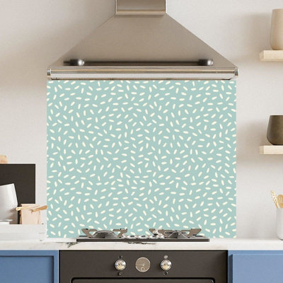 Toughened 6mm Glass Kitchen Splashback 90 x 75cm Green Dot Pattern ...