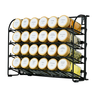 ToughHub 4 Tier Spice Rack Organiser 2 in 1 Free Standing & Wall Mounted