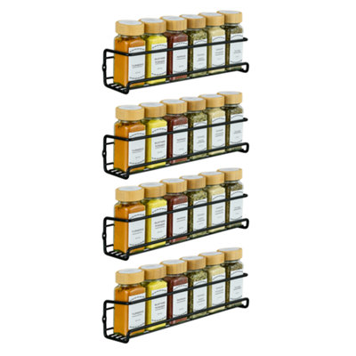 ToughHub 4 Tier Wall Mounted Spice Rack Organiser and Spice Jar Storage ...