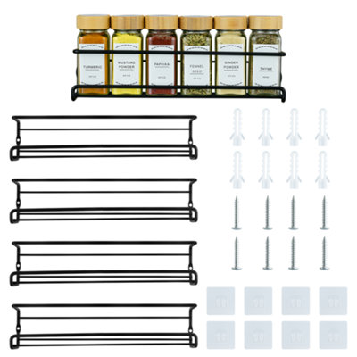 ToughHub 4 Tier Wall Mounted Spice Rack Organiser and Spice Jar Storage ...