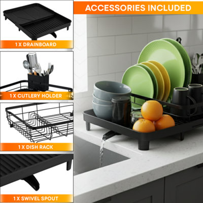 ToughHub Extendable Dish Drainer Rack Multifunctional Anti-Rust Metal ...