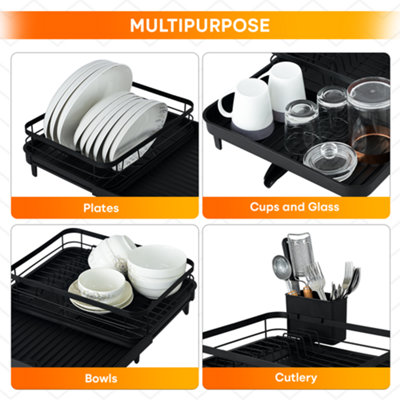 ToughHub Extendable Dish Drainer Rack Multifunctional Anti-Rust Metal ...