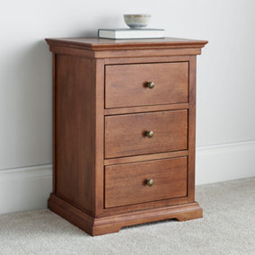 Toulon Mahogany 3 Drawer Bedside Table