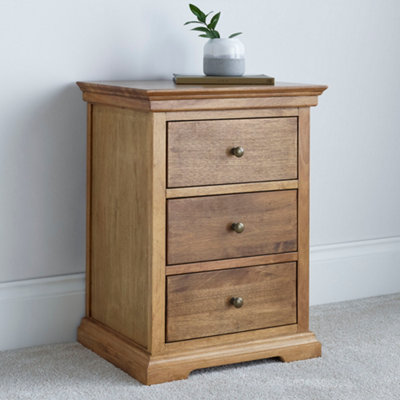 Toulon Oak 3 Drawer Bedside Table