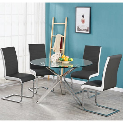 Toulouse Glass Dining Table With 4 Symphony Dining Chairs | DIY at B&Q