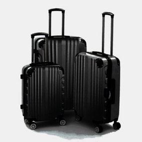 TOV Hard Case Luggage Shell PC+ABS Cabin Suitcase 4 Wheel Travel Bag Lightweight - Black