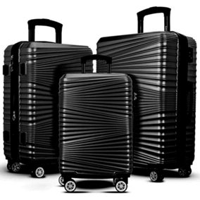 TOV Hard Case Luggage Shell PC+ABS Cabin Suitcase 4 Wheel Travel Bag Lightweight - Black