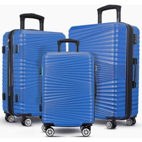 TOV Hard Case Luggage Shell PC+ABS Cabin Suitcase 4 Wheel Travel Bag Lightweight - Dark Blue