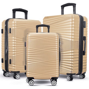 TOV Hard Case Luggage Shell PC+ABS Cabin Suitcase 4 Wheel Travel Bag Lightweight - Gold