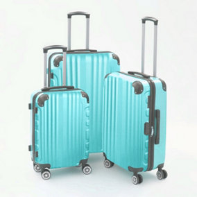 TOV Hard Case Luggage Shell PC+ABS Cabin Suitcase 4 Wheel Travel Bag Lightweight - Light Blue