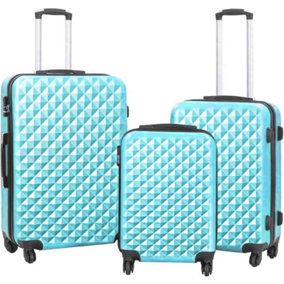 TOV Hard Case Luggage Shell PC+ABS Cabin Suitcase 4 Wheel Travel Bag Lightweight - Light Blue