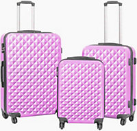 TOV Hard Case Luggage Shell PC+ABS Cabin Suitcase 4 Wheel Travel Bag Lightweight - Pink