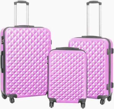 TOV Hard Case Luggage Shell PC+ABS Cabin Suitcase 4 Wheel Travel Bag Lightweight - Pink