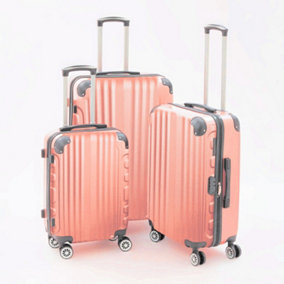 TOV Hard Case Luggage Shell PC+ABS Cabin Suitcase 4 Wheel Travel Bag Lightweight -Rose Gold