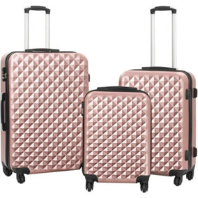 TOV Hard Case Luggage Shell PC+ABS Cabin Suitcase 4 Wheel Travel Bag Lightweight -Rose Gold