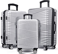 TOV Hard Case Luggage Shell PC+ABS Cabin Suitcase 4 Wheel Travel Bag Lightweight - Silver