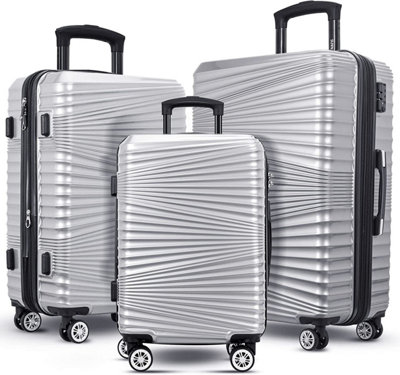 TOV Hard Case Luggage Shell PC ABS Cabin Suitcase 4 Wheel Travel Bag Lightweight Silver