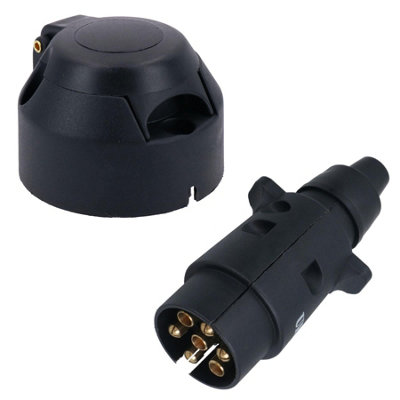 Tow Bar Electrics 7 pin 12v N Type PLASTIC Socket & Plug Trailer Lights Car Hook Up