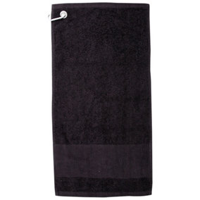 Towel City Printable Border Golf Towel Black (One Size)