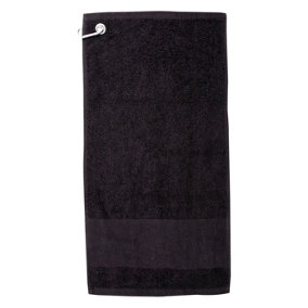 Towel City Printable Cotton Golf Towel Black (One Size)