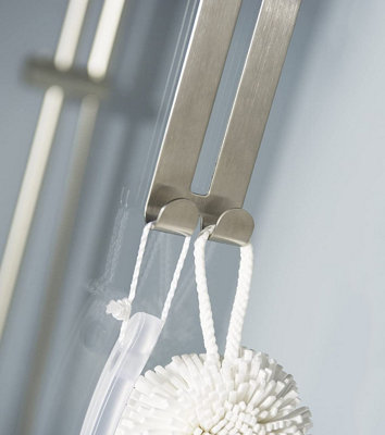Towel Holder Brush Chrome Finish Shower Door Hanging Accessory