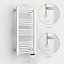 Towel Rail Bathroom Heater 750W Vertical Fluid Radiator White Electric - 24/7 Timer - Eco Low Energy