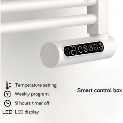 Towel Rail Bathroom Heater 750W Vertical Fluid Radiator White Electric 24/7 Timer Eco Low Energy - 5