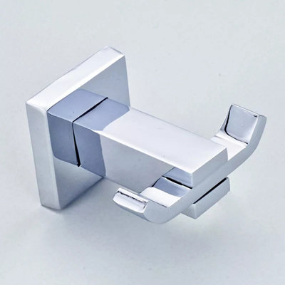 Towel Robe Coat Hooks Holder Square Cloakroom Bathroom Hook Stainless Chrome Accessory