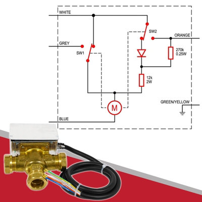 Tower 22mm Motorised 3 Port Mid Position 5 Wire Valve for Central Heating / Boiler Systems