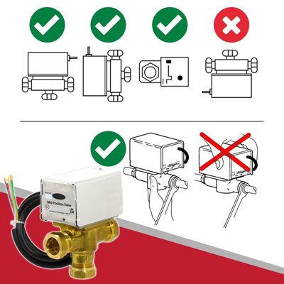 Tower 22mm Motorised 3 Port Mid Position 5 Wire Valve for Central Heating / Boiler Systems - 3